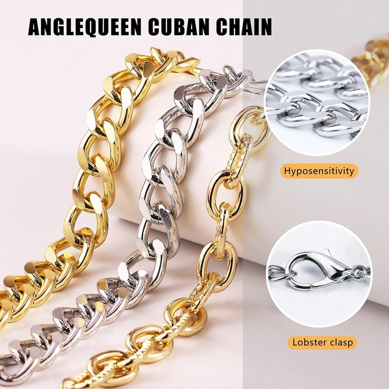 ANGLEQUEEN Chunky Silver Necklaces for Women Silver Layered Pirate Necklaces Punk 8090s Hip Hop Cuban Link Chain Necklace Layered Choker Necklace Pirate Prom Jewelry Freaknik Outfit Accessories - Image 5